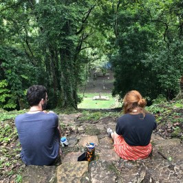 a group of people sitting in a tree