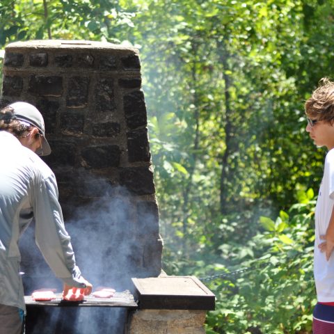 Camper waiting for lunch