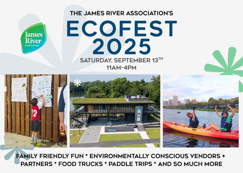 EcoFest 2025 promotional image with event details and photos of activities like crafting and kayaking.